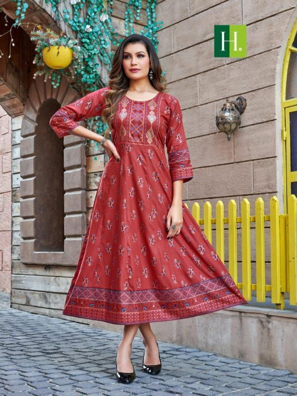 Hirwa Samantha Vol 4 Ethnic Long Rayon Anaraklai Kurti Collection